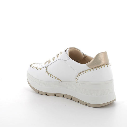 Igi&Co 7661422 Womens Lace Shoe with wedge in leather for ladies white-gold